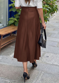 PRETTYGARDEN Womens Faux Leather High Waisted Midi Skirt | Flowy A Line Pleated Skirts, Elegant Swing Flared, Work Business Casual Outfits, Fall Winter Fashion Clothes