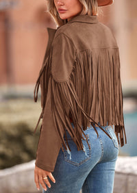 PRETTYGARDEN Women's Fringe Faux Suede Leather Jackets Fashion Tassel Motorcycle Cropped Coats