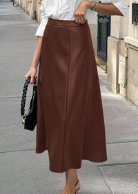 PRETTYGARDEN Womens Faux Leather High Waisted Midi Skirt | Flowy A Line Pleated Skirts, Elegant Swing Flared, Work Business Casual Outfits, Fall Winter Fashion Clothes