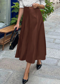 PRETTYGARDEN Womens Faux Leather High Waisted Midi Skirt | Flowy A Line Pleated Skirts, Elegant Swing Flared, Work Business Casual Outfits, Fall Winter Fashion Clothes