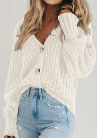 PRETTYGARDEN Women's Chunky Knit Open Front Sweater Long Sleeve Button Loose Short Cardigan Outerwear Coats