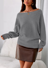 PRETTYGARDEN Women Off The Shoulder Sweater Fall Trendy Long Batwing Sleeve Knit Pullover Going Out Tops Winter Clothing