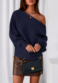 PRETTYGARDEN Women Off The Shoulder Sweater Fall Trendy Long Batwing Sleeve Knit Pullover Going Out Tops Winter Clothing