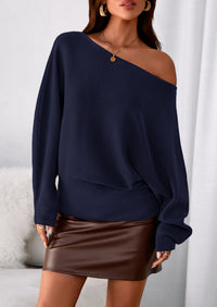 PRETTYGARDEN Women Off The Shoulder Sweater Fall Trendy Long Batwing Sleeve Knit Pullover Going Out Tops Winter Clothing