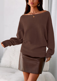 PRETTYGARDEN Women Off The Shoulder Sweater Fall Trendy Long Batwing Sleeve Knit Pullover Going Out Tops Winter Clothing