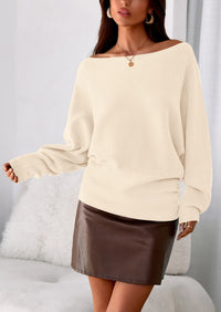 PRETTYGARDEN Women Off The Shoulder Sweater Fall Trendy Long Batwing Sleeve Knit Pullover Going Out Tops Winter Clothing
