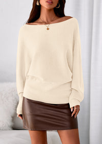 PRETTYGARDEN Women Off The Shoulder Sweater Fall Trendy Long Batwing Sleeve Knit Pullover Going Out Tops Winter Clothing