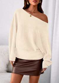PRETTYGARDEN Women Off The Shoulder Sweater Fall Trendy Long Batwing Sleeve Knit Pullover Going Out Tops Winter Clothing