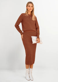 PRETTYGARDEN 2 Piece Skirts Sets For Women Fall Fashion Striped Sweater Dress Knit Lounge Travel Outfits Winter Clothing