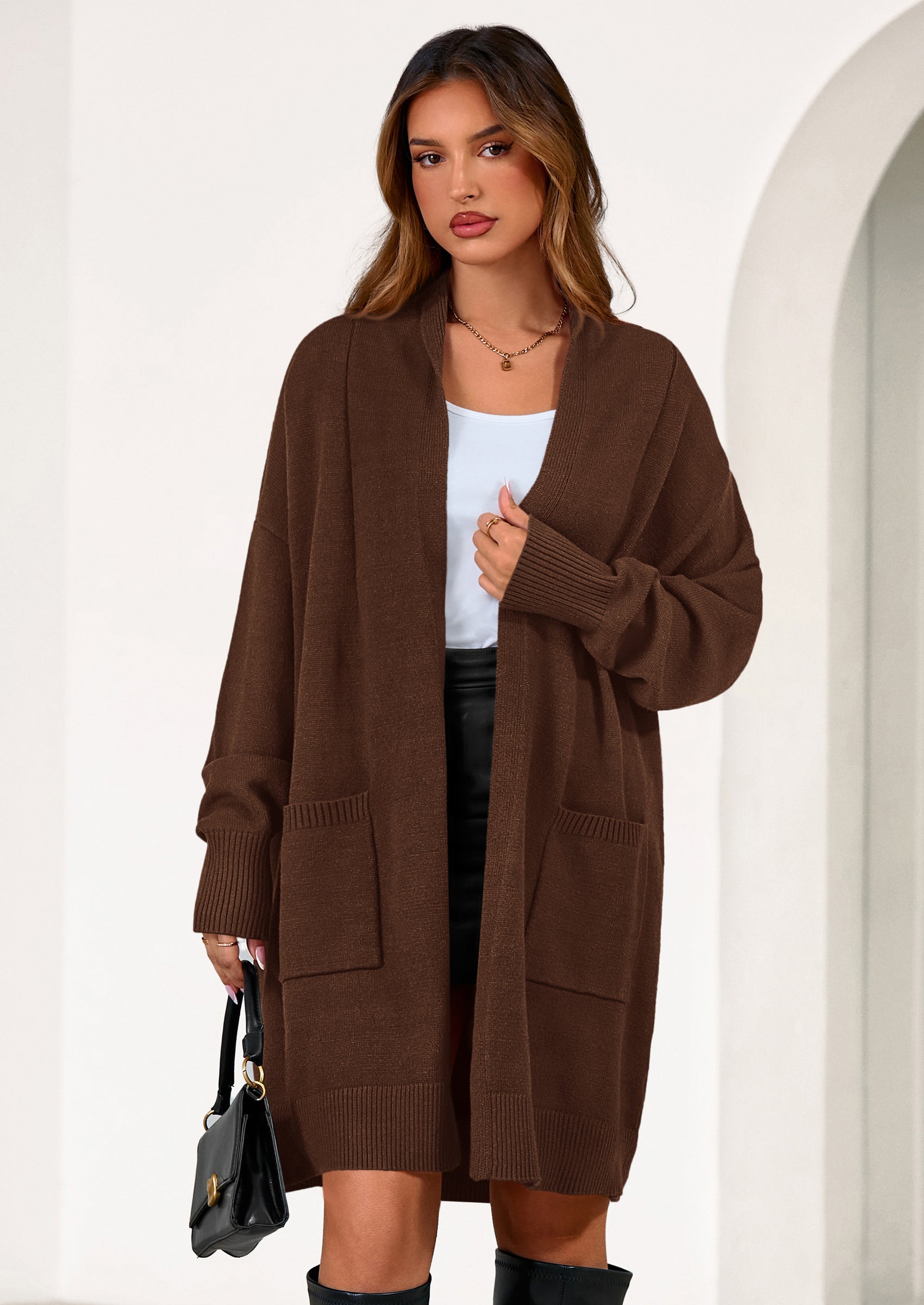 PRETTYGARDEN Women's Open Front Cardigan Long Sleeve Cozy Knit Sweaters Winter Fall Clothes Outerwear Coats