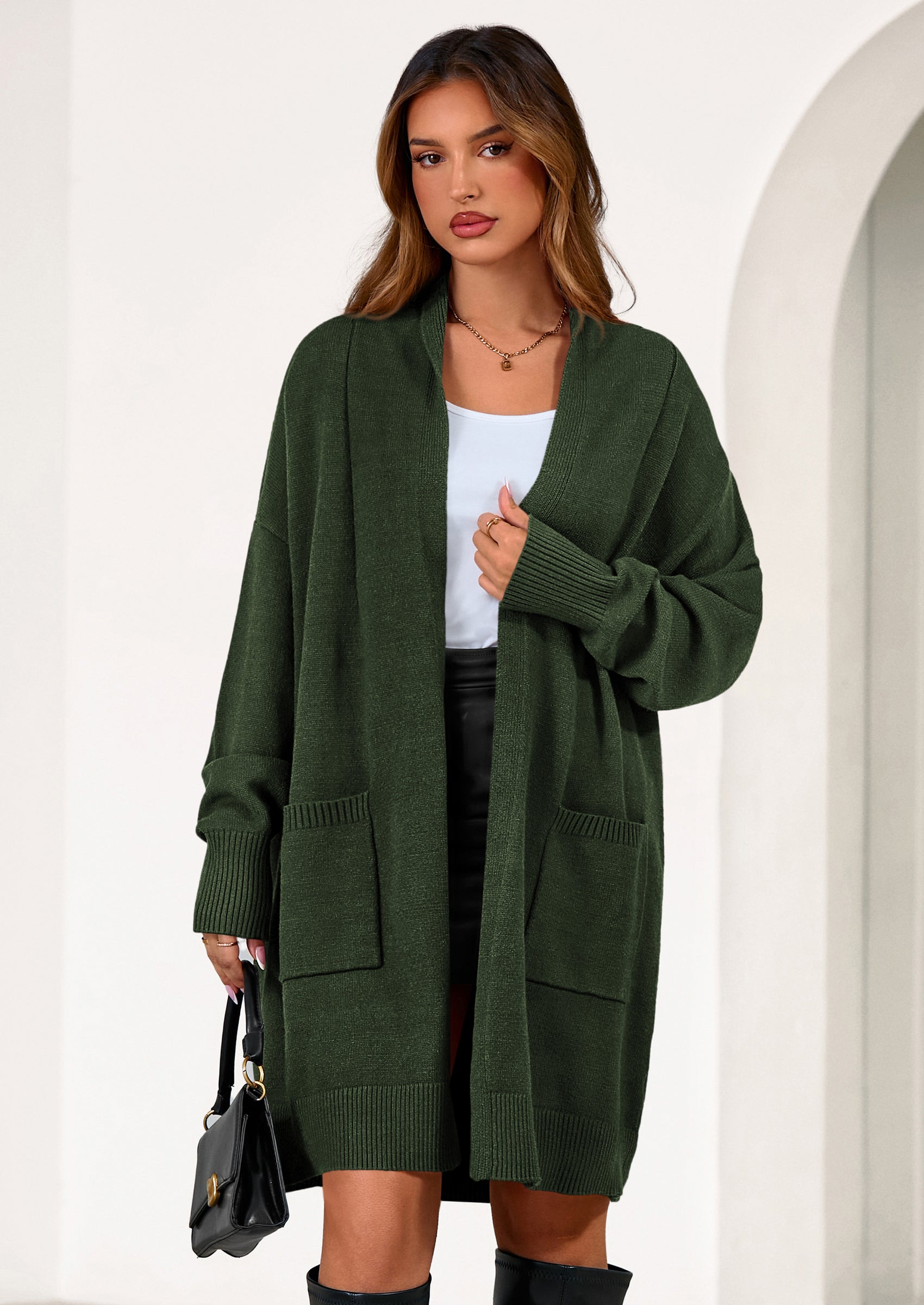 PRETTYGARDEN Women's Open Front Cardigan Long Sleeve Cozy Knit Sweater