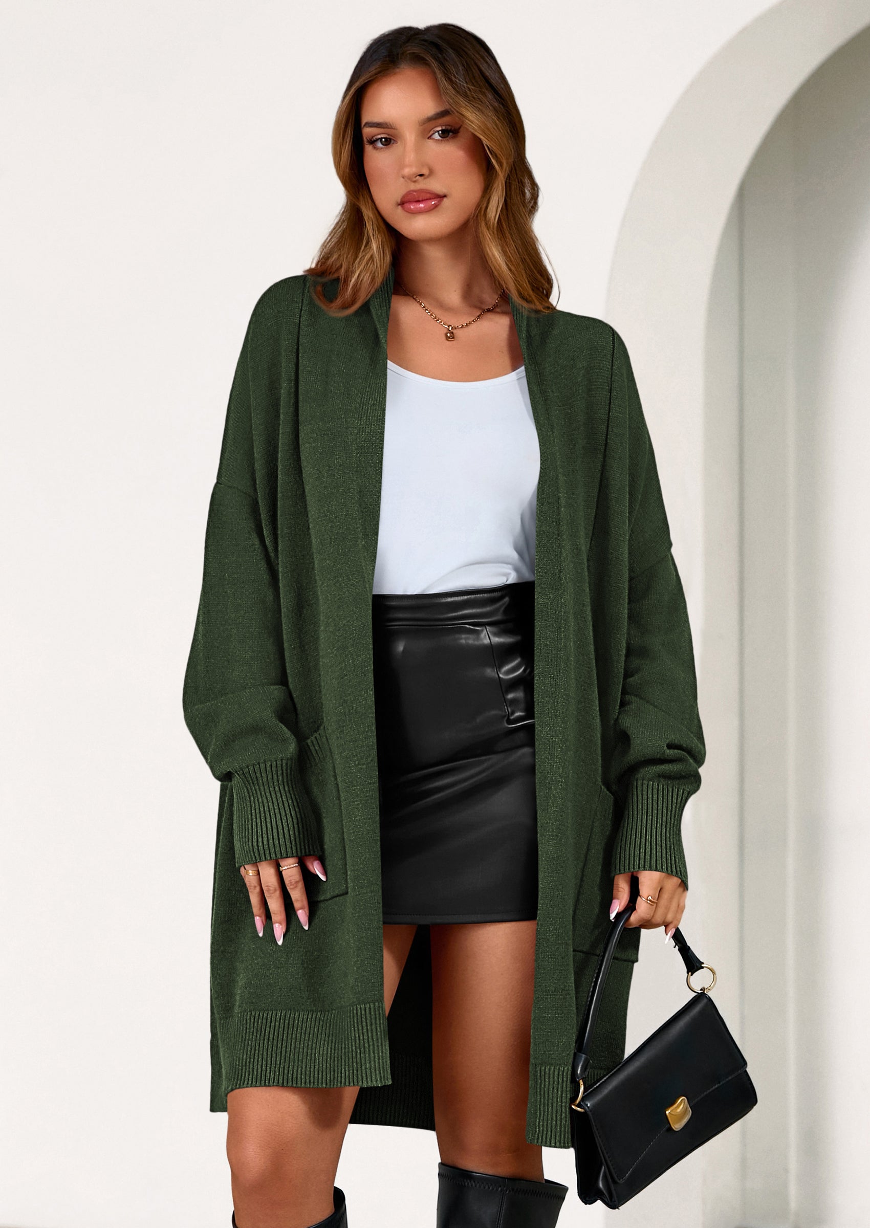 PRETTYGARDEN Women's Open Front Cardigan Long Sleeve Cozy Knit Sweaters Winter Fall Clothes Outerwear Coats