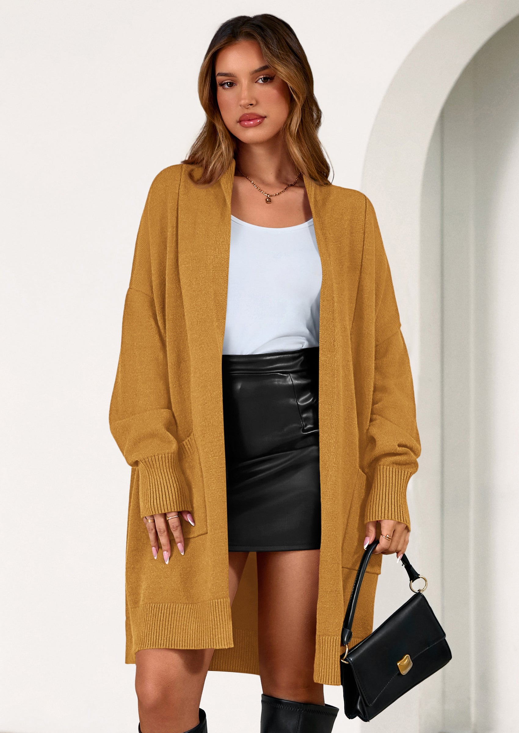 PRETTYGARDEN Women's Open Front Cardigan Long Sleeve Cozy Knit Sweaters Winter Fall Clothes Outerwear Coats