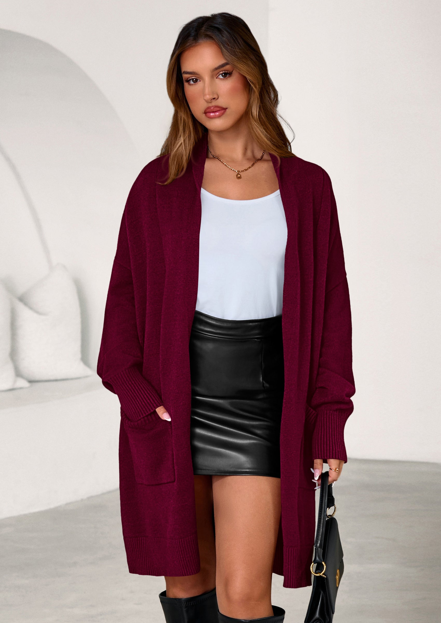 PRETTYGARDEN Women's Open Front Cardigan Long Sleeve Cozy Knit Sweaters Winter Fall Clothes Outerwear Coats