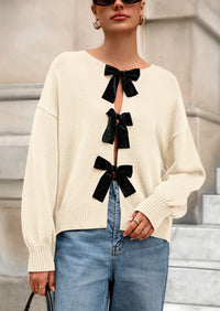 PRETTYGARDEN Cardigan Sweaters for Women Fall Bow Tie Front Long Sleeve Knit Sweater Tops Cute Going Out Outfits