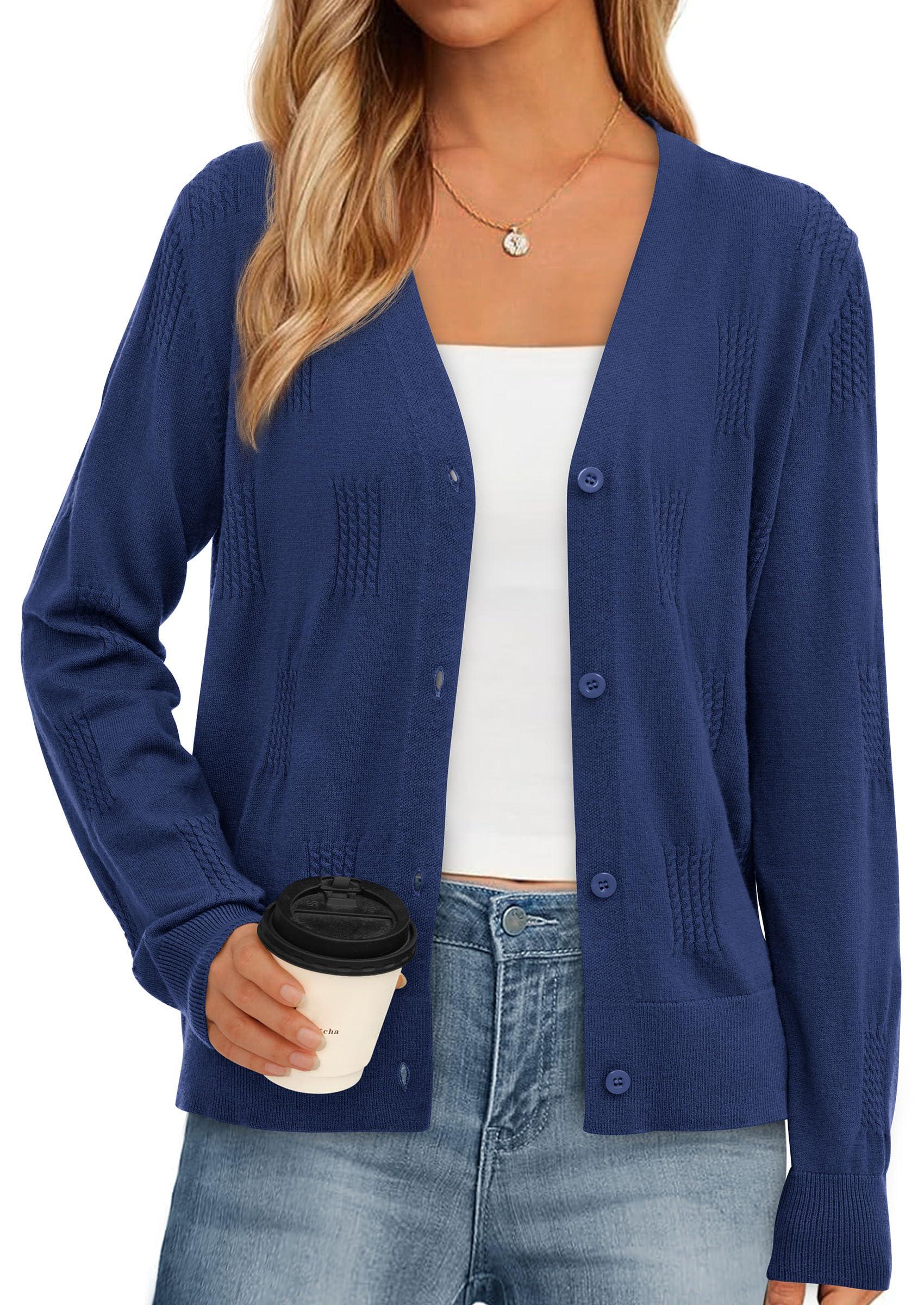 PRETTYGARDEN Women's Soft Winter Cardigan Sweaters Lightweight Knit Button Up Shrug Fall Sweater Tops PRETTYGARDEN