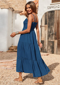 PRETTYGARDEN Women's Summer Maxi Dress Casual Boho Sleeveless Spaghetti Strap Smocked Tiered Long Beach Sundresses PRETTYGARDEN