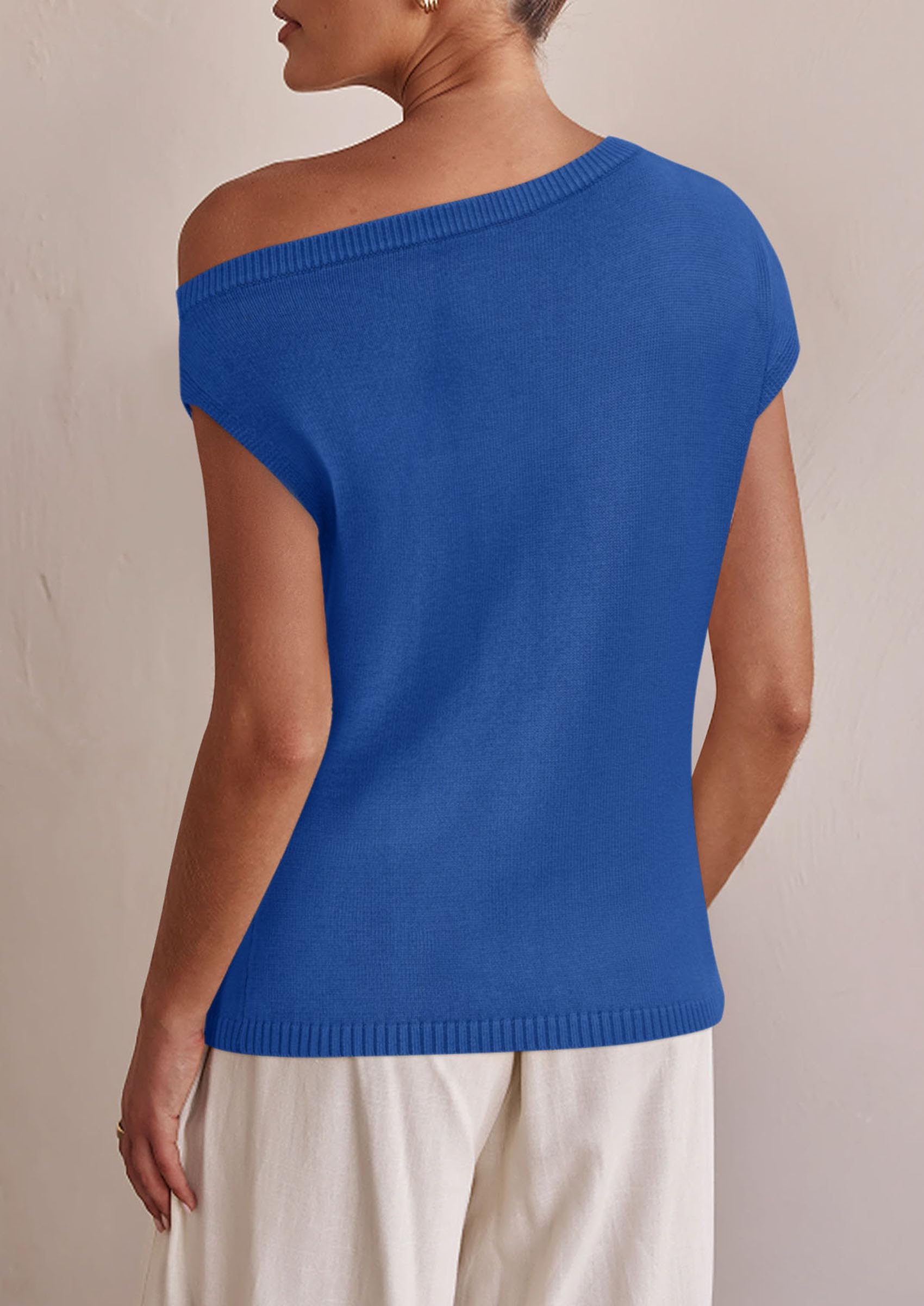 PRETTYGARDEN Womens Off The Shoulder Tops Summer Casual Short Sleeve Tunic T Shirts Lightweight Knit Sweaters