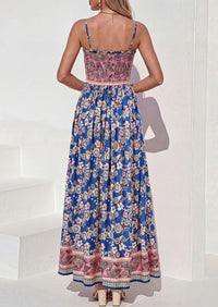 PRETTYGARDEN Womens Floral Maxi Dress Boho Casual Summer Spaghetti Strap Smocked Sleeveless Flowy Beach Vacation Dresses