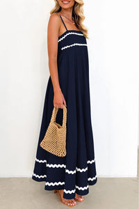 Summer Flowy Maxi Dress Casual Sleeveless Spaghetti Strap Ruffle Beach Long Dresses