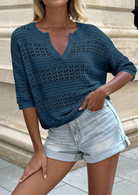 PRETTYGARDEN Womens Crochet Tops Casual Cotton Hollow Out Knit Short Sleeve Oversized Sweater for Women Summer Beach Cover Up PRETTYGARDEN