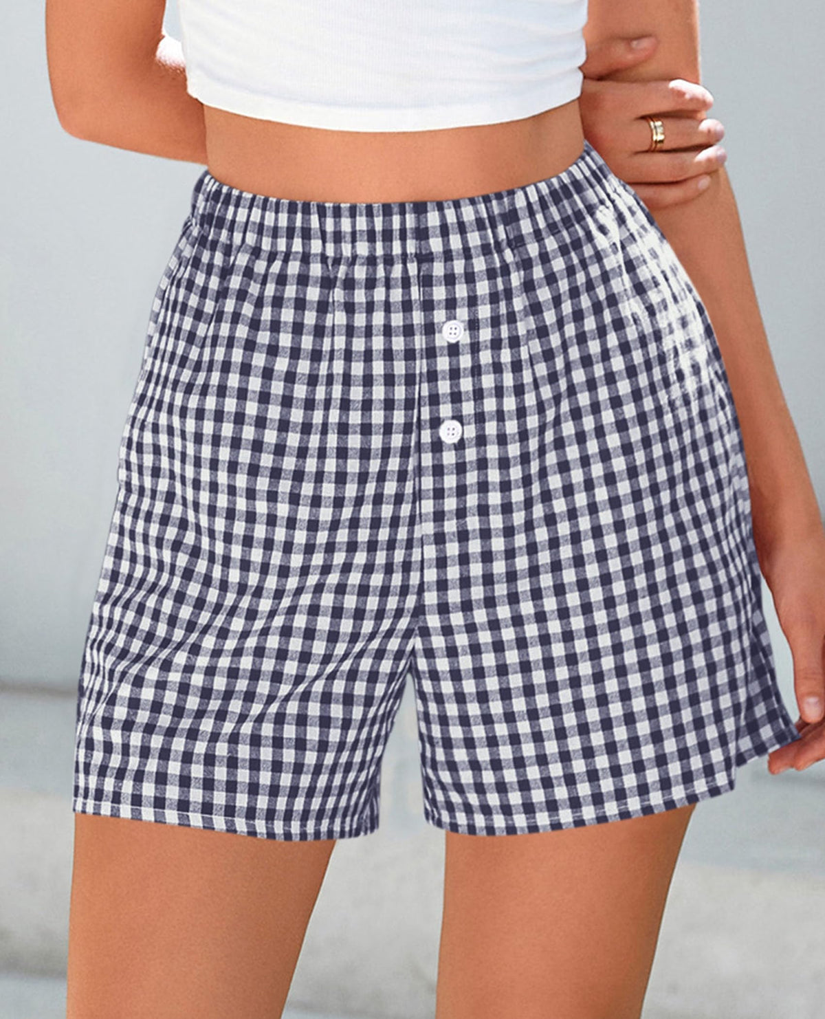 Womens Boxer Shorts 2025 Summer Casual Lounge Sleep Gingham Pajama Y2K Plaid Short Pants with Pockets