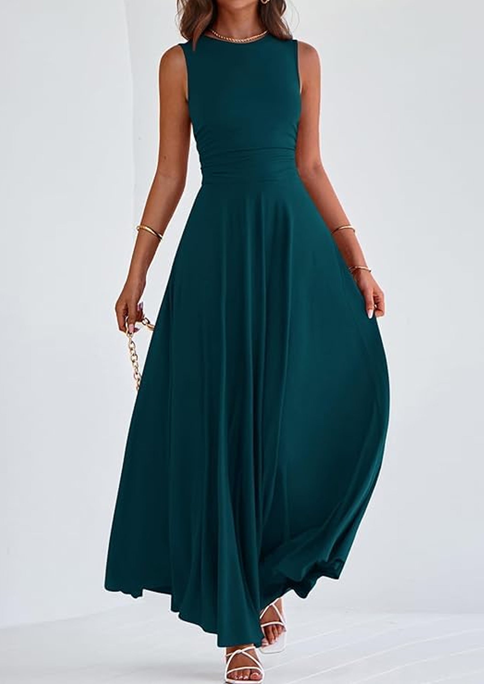 PRETTYGARDEN Womens Spring Dresses Casual Sleeveless Crewneck Aline Maxi Dress Stretch Tank Flowy Long Dresses