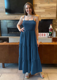 PRETTYGARDEN Women's Summer Maxi Dress Casual Boho Sleeveless Spaghetti Strap Smocked Tiered Long Beach Sundresses PRETTYGARDEN