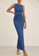 Women's 2025 Summer Semi Formal Maxi Dresses Sleeveless Ruched Bodycon Slit Long Elegant Cocktail Party Dress