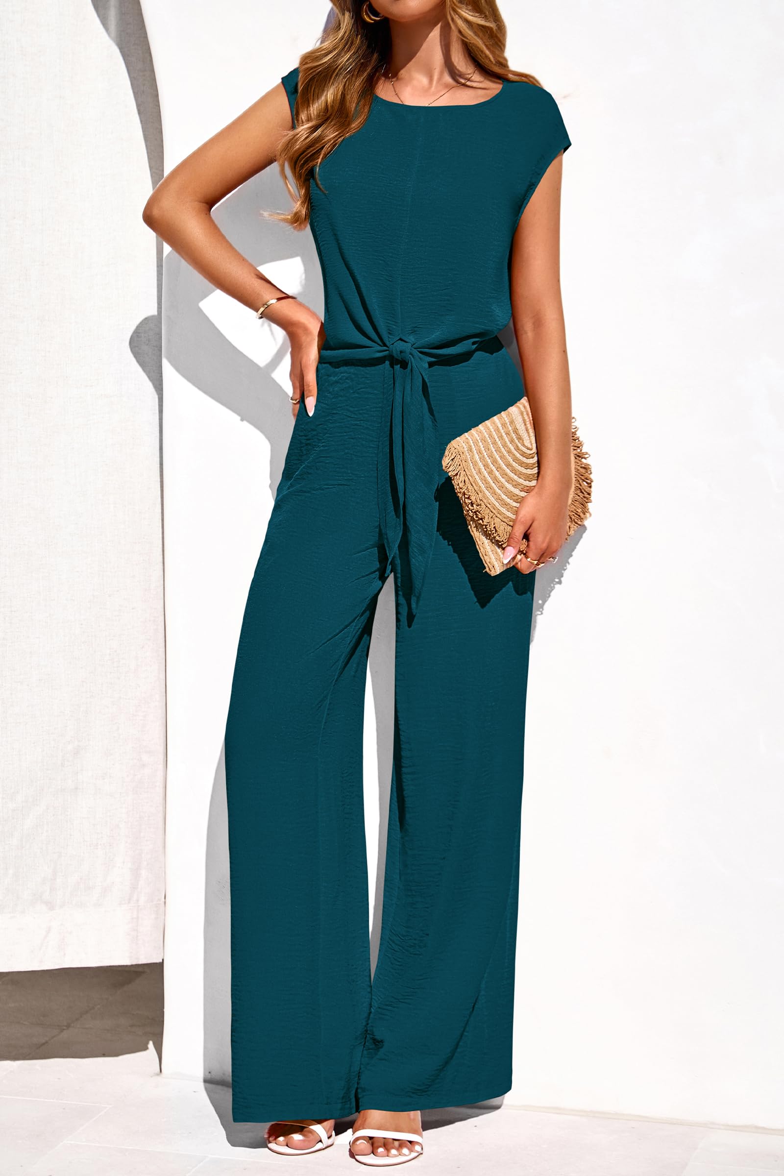 PRETTYGARDEN Women 2 Piece Lounge Sets Casual Summer Outfits Cap Sleeve Strappy Crop Tops Wide Leg Pant Tracksuit PRETTYGARDEN
