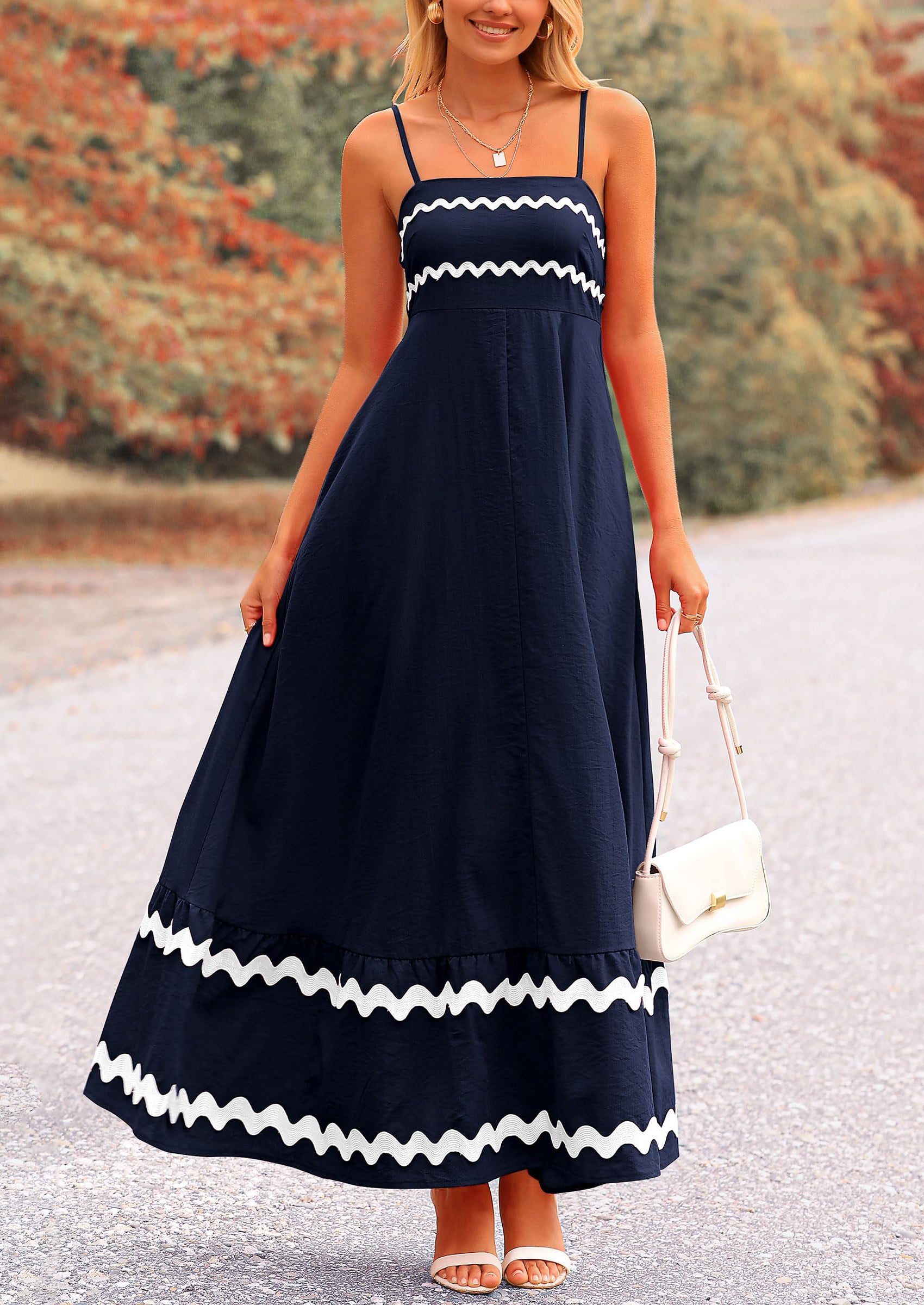 PRETTYGARDEN Women's Summer Flowy Maxi Dress Casual Sleeveless Spaghetti Strap Ruffle Beach Long Dresses