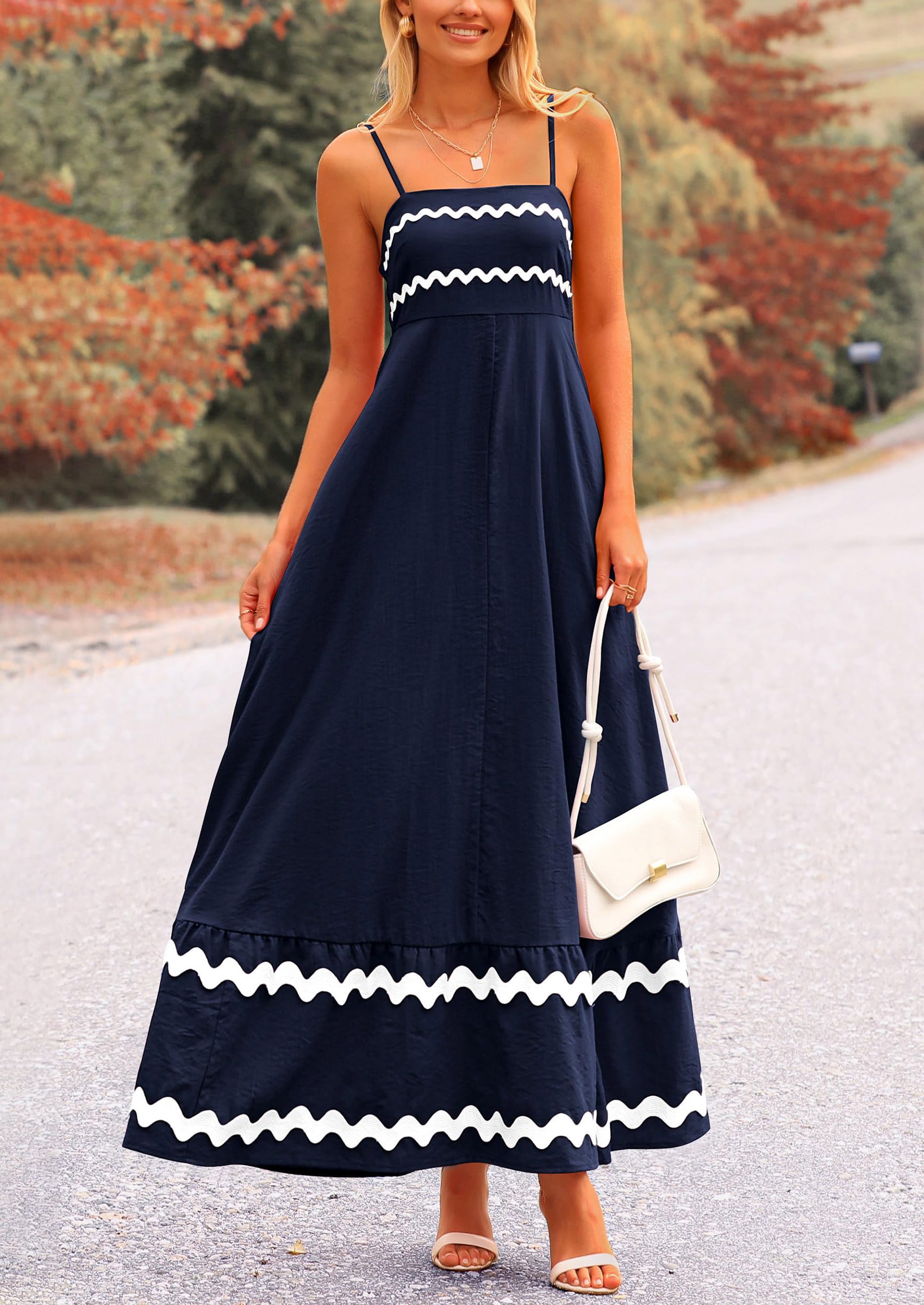 PRETTYGARDEN Women's Summer Flowy Maxi Dress Casual Sleeveless Spaghetti Strap Ruffle Beach Long Dresses