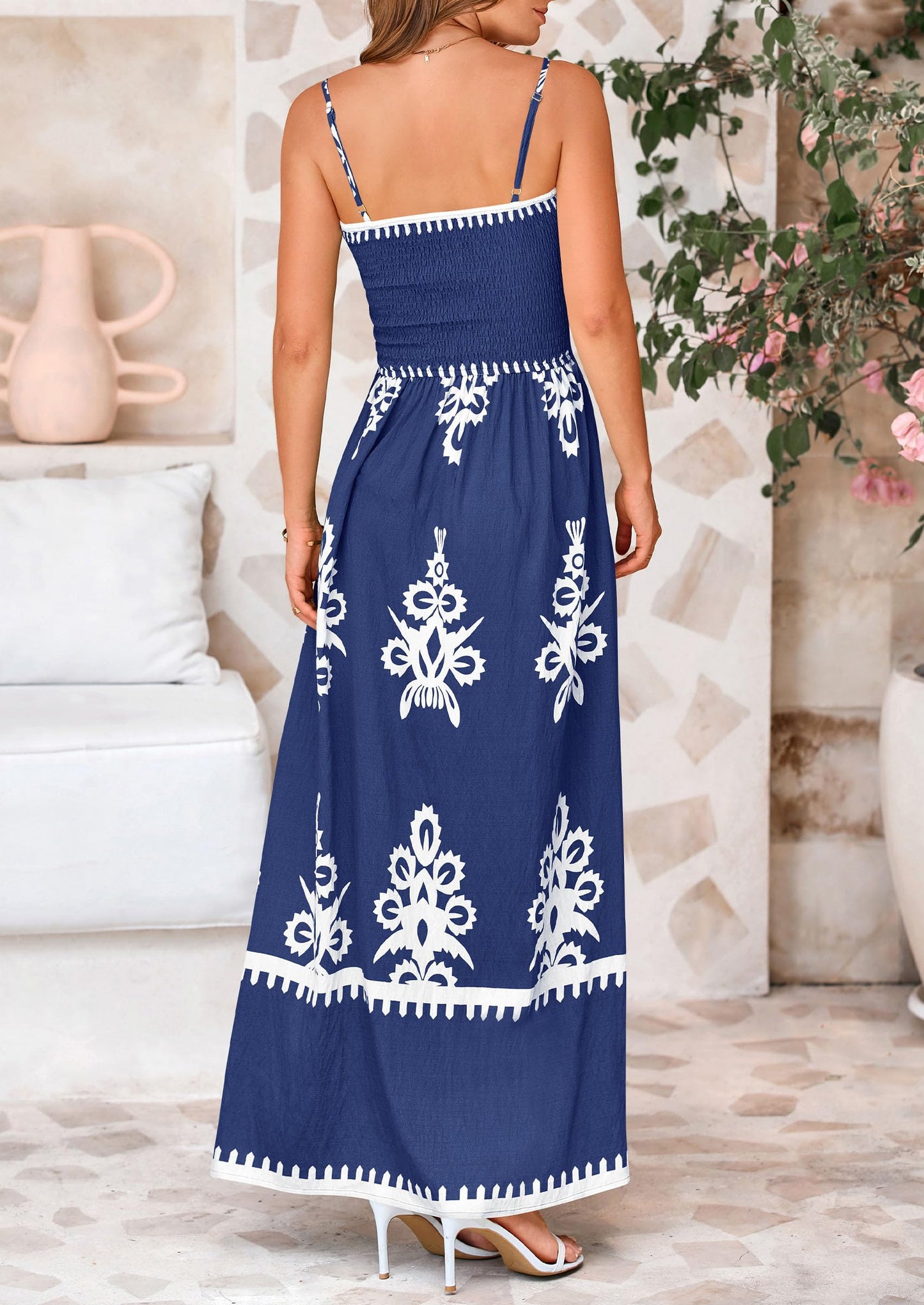 Summer Dress for Women 2025 Floral Sundress Spaghetti Strap Flowy Beach Vacation Boho Maxi Dresses