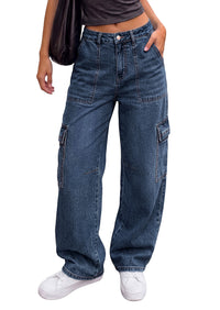 PRETTYGARDEN Barrel Pants Women Wide Leg Baggy Denim Jeans  Relaxed Fit,Utility Pockets,Loose Streetwear,Boyfriend Style,Y2K Outfits,Fashion Cargo Pants,Fall Clothes