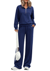PRETTYGARDEN Women's Lounge Sets 2 Piece Outfits Sweatsuits | Half Zip Pullover Sweatshirts, Wide Leg Pants Pockets, Matching Workout Tracksuits, Airport Travel Resort Wear, Fall Clothes