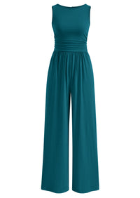PRETTYGARDEN One Piece Jumpsuits for Women Dressy Casual Sleeveless Crewneck Wide Leg Rompers Jumpers Vacation Summer Outfits