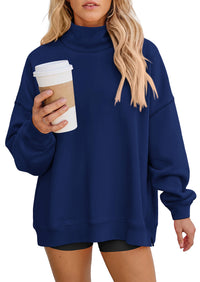 PRETTYGARDEN Womens Mock Neck Sweatshirt Oversized Pullover | Loose Fit,Side Pockets,Long Sleeve Drop Shoulder Tops,Casual Lounge Work Travel Airport Outfits,Fall Fashion Winter Clothes