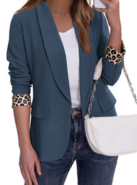 PRETTYGARDEN Women's Business Casual Blazers Suit Jacket | Lapel Loose Fit Blazer, Long Sleeve Open Front Leopard Print Cuffs, Dressy Casual Office Work Clothes, Fall Winter Fashion