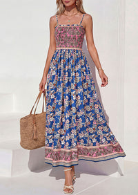 PRETTYGARDEN Womens Floral Maxi Dress Boho Casual 2026 Summer Spaghetti Strap Smocked Sleeveless Flowy Beach Vacation Dresses