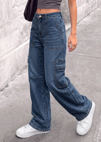 PRETTYGARDEN Barrel Pants Women Wide Leg Baggy Denim Jeans  Relaxed Fit,Utility Pockets,Loose Streetwear,Boyfriend Style,Y2K Outfits,Fashion Cargo Pants,Fall Clothes