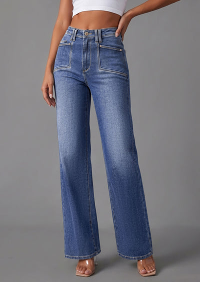 PRETTYGARDEN High Waisted Wide Leg Jeans for Women 2026 Trendy Baggy Straight Leg Stretchy Summer Denim Pants with Pockets