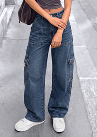 PRETTYGARDEN Barrel Pants Women Wide Leg Baggy Denim Jeans  Relaxed Fit,Utility Pockets,Loose Streetwear,Boyfriend Style,Y2K Outfits,Fashion Cargo Pants,Fall Clothes