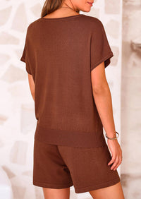 PRETTYGARDEN Two Piece Set for Women Summer Lounge Sets Shorts And Short Sleeve Tops Knitted Matching Travel Spring Outfits PRETTYGARDEN