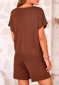 PRETTYGARDEN Two Piece Set for Women Summer Lounge Sets Shorts And Short Sleeve Tops Knitted Matching Travel Spring Outfits PRETTYGARDEN