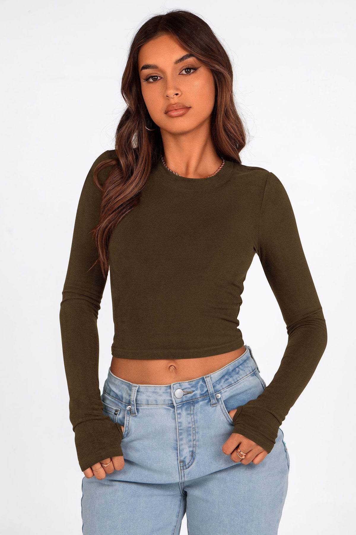 Long Sleeve Crop Tops Y2K Fashion Clothes Basic Slim Fit Tee Shirts Blouse