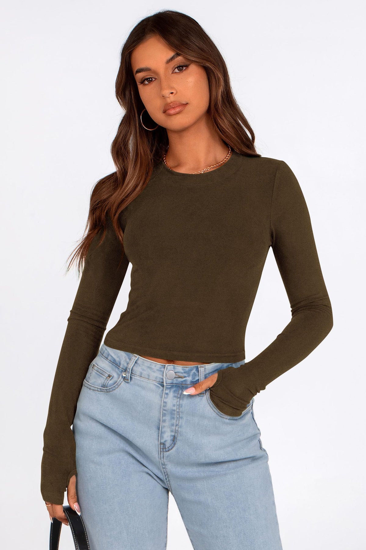 Long Sleeve Crop Tops Y2K Fashion Clothes Basic Slim Fit Tee Shirts Blouse