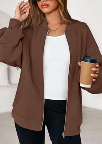KIRUNDO Oversized Sweatshirt for Women Zip Up Bomber Jacket Fall Fashion Casual Long Sleeve Outerwear Winter Outfits PRETTYGARDEN