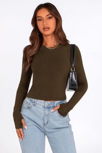 Long Sleeve Crop Tops Y2K Fashion Clothes Basic Slim Fit Tee Shirts Blouse