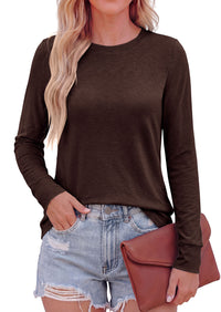 PRETTYGARDEN Long Sleeve Tshirts Shirts for Women Clothing Fall Fashion 2026 Basic Tees Casual Blouses Crew Neck Winter Tops