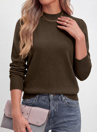 PRETTYGARDEN Womens Fall Mock Neck Long Sleeve Sweater  Soft Stretchy Fabric, V-Shape Knit Pattern, Chic Puff Sleeves, Ribbed Trim Pullover Sweaters, Casual Work Office Outfits